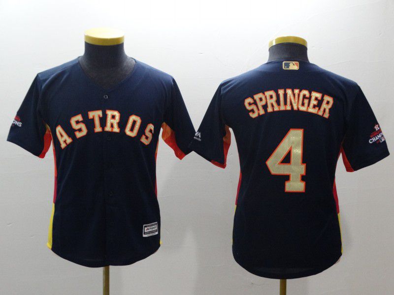 Youth Houston Astros 4 Springer Blue Champion Edition MLB Jerseys